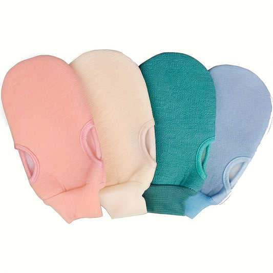 3pcs of Double-Sided Bath Towels - Rough And Fine Texture, with Included Scrubbing Gloves, Random Color, Used for Full Body Cleaning And Hand Care, Bath Towels