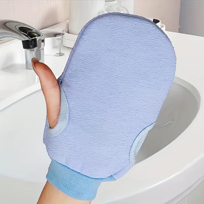 3pcs of Double-Sided Bath Towels - Rough And Fine Texture, with Included Scrubbing Gloves, Random Color, Used for Full Body Cleaning And Hand Care, Bath Towels