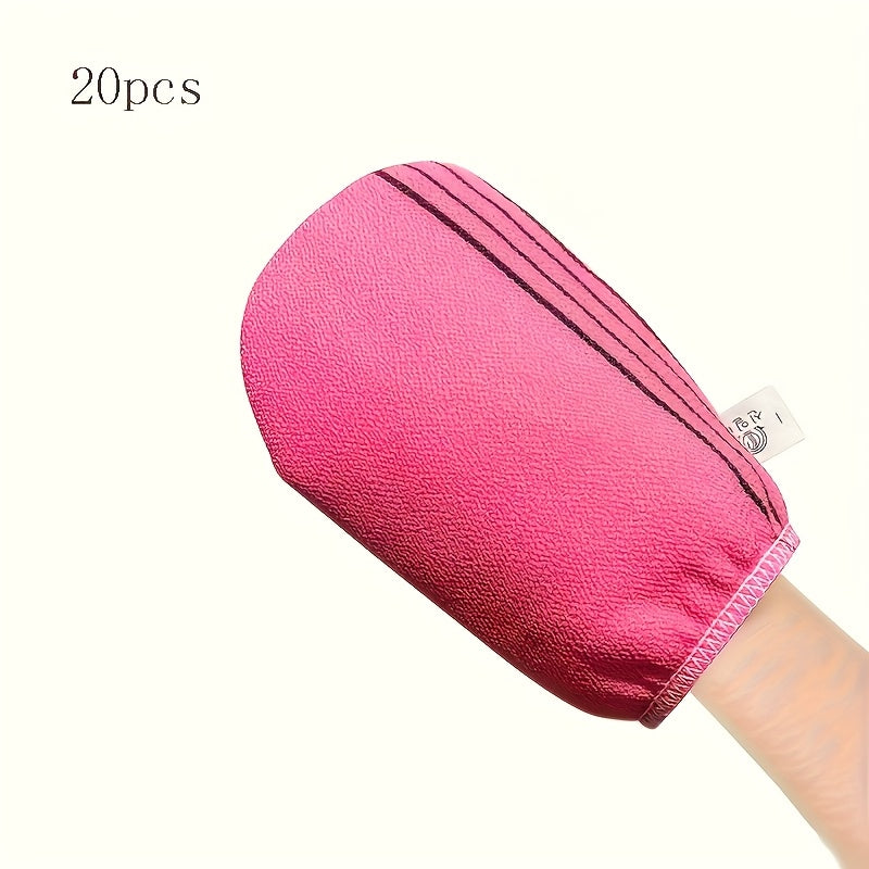 20 Double Exfoliating Shower Gloves - A Soft Glove Towel For Body Scrubs And Massages, A Must-have Bath Accessory
