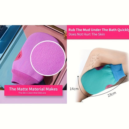 2pcs Exfoliating Bath Gloves, Thickened Scrubbing Hand Towels for Gentle Light Beige Care, Unisex Shower and Bathing Mitts