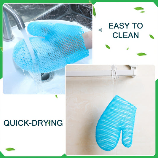 Honeycomb Exfoliating Scrubber Set, Face And Body Scrubber Include Bath Mitt Honeycomb Exfoliating Glove For Body Shower, Face Exfoliator Sponge, Quick Drying (Blue)