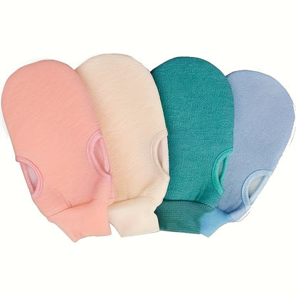 3pcs of Double-Sided Bath Towels - Rough And Fine Texture, with Included Scrubbing Gloves, Random Color, Used for Full Body Cleaning And Hand Care, Bath Towels