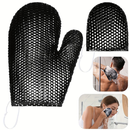 2pcs Black Honeycomb Exfoliating Glove Set - TPU Bath Mitts for Face & Body, Ideal for Shower Scrubbing and Spa Treatments