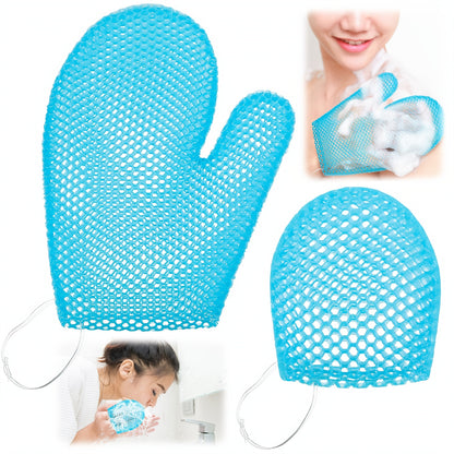 Honeycomb Exfoliating Scrubber Set, Face And Body Scrubber Include Bath Mitt Honeycomb Exfoliating Glove For Body Shower, Face Exfoliator Sponge, Quick Drying (Blue)
