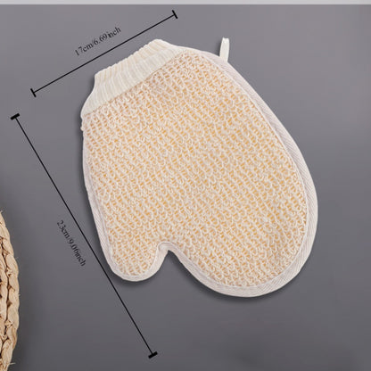 Linen Exfoliating Bath Gloves Set of 2 - Dual-Sided Body Scrub Washcloths, Home Spa Shower Exfoliation Mitts with Hanging Loop