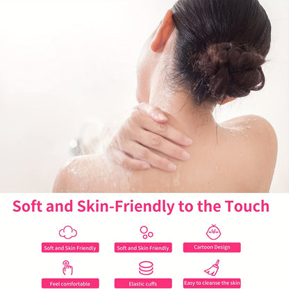 2pcs Exfoliating Bath Gloves, Thickened Scrubbing Hand Towels for Gentle Light Beige Care, Unisex Shower and Bathing Mitts