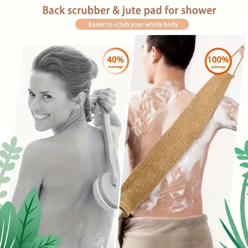 A set of natural sisal exfoliating back rubbing and bathing gloves-gentle exfoliating, long hair winding, shower and bathroom SPA cleaning tools, reusable body scrub set